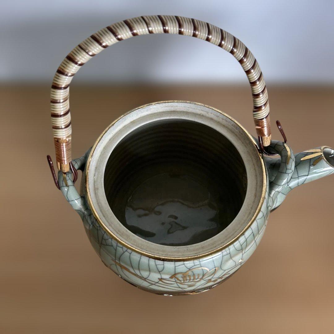 自宅保管品未使用　相馬焼 特大急須 双馬 金馬 美品　湯呑み6個付き
