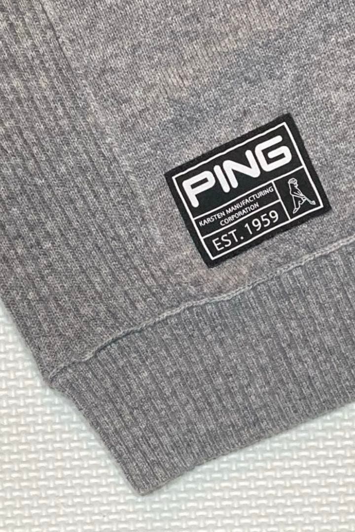 PING カシミヤ100% サイドリブ クルーネックプルオーバー（GRAY／M）