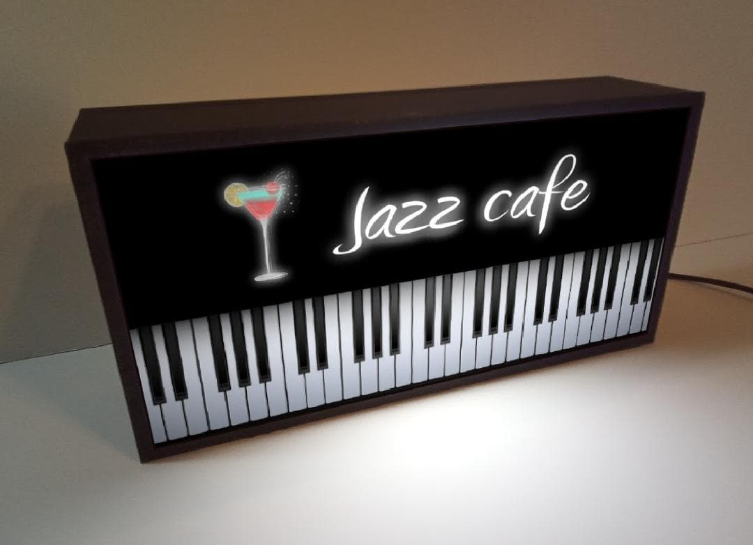 ジャズ ピアノ BAR 喫茶 カクテル カフェ 看板 置物 雑貨 ライトBOX