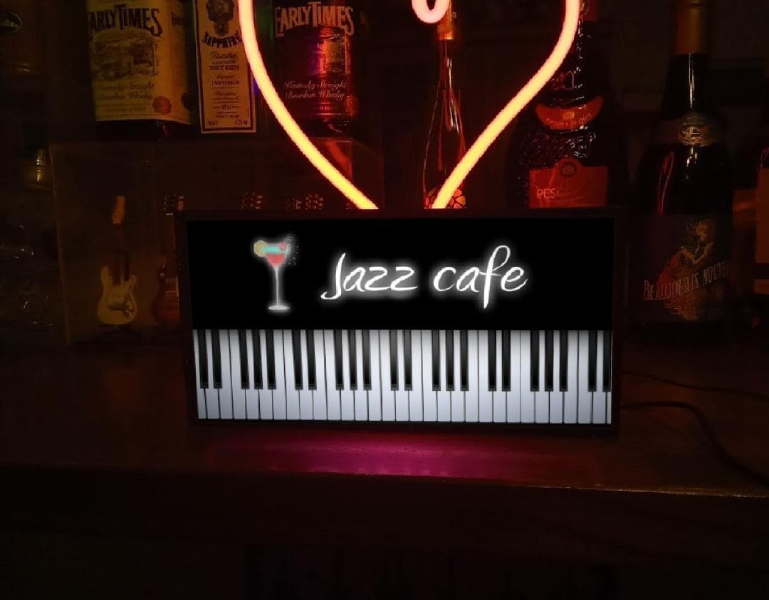 ジャズ ピアノ BAR 喫茶 カクテル カフェ 看板 置物 雑貨 ライトBOX