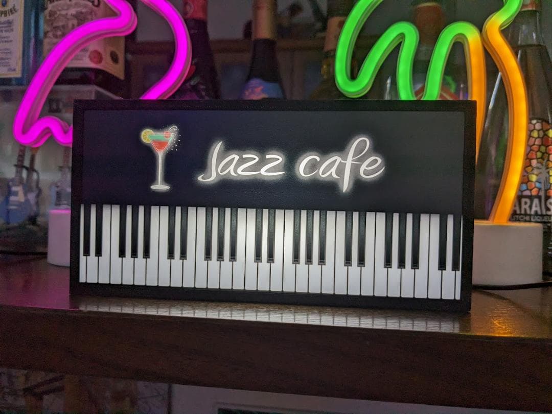ジャズ ピアノ BAR 喫茶 カクテル カフェ 看板 置物 雑貨 ライトBOX