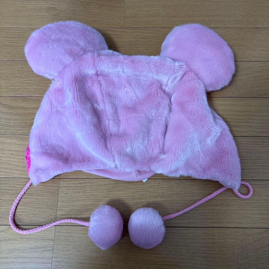 クマ耳付きピンク帽子