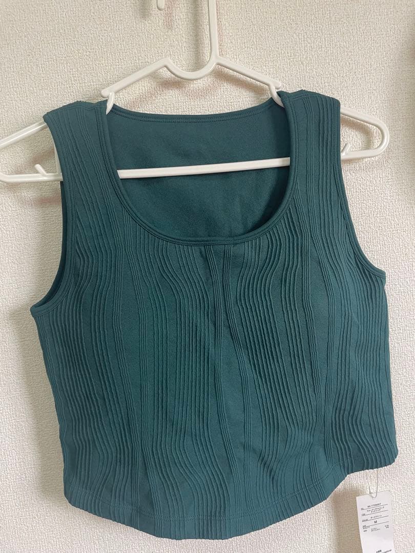くまさん 新品MサイズSUKALAダークグリーン リブ編み タンクトップ
