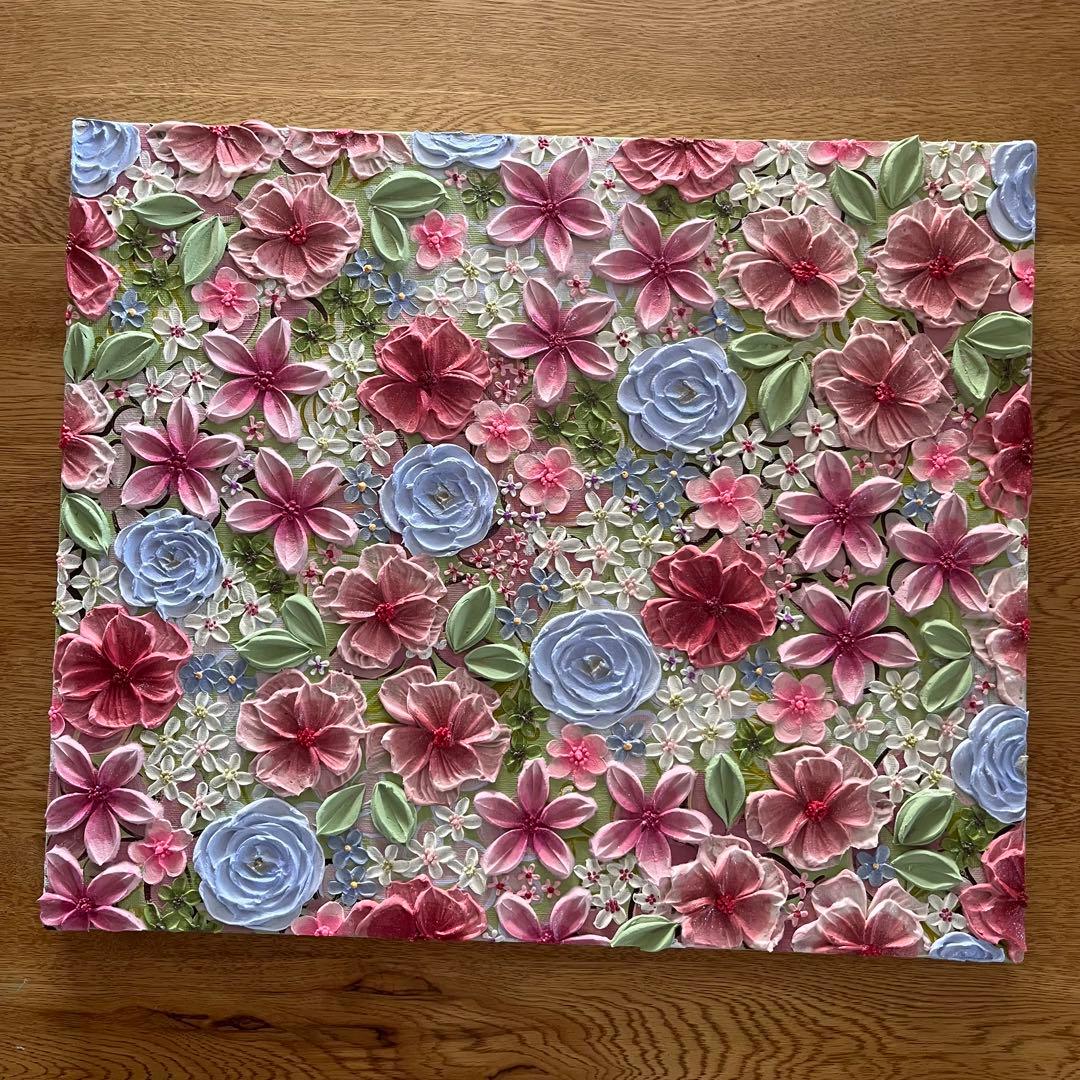 アクリル花柄アート作品　テクスチャーアート　ボタニカル フラワーアート 花図鑑