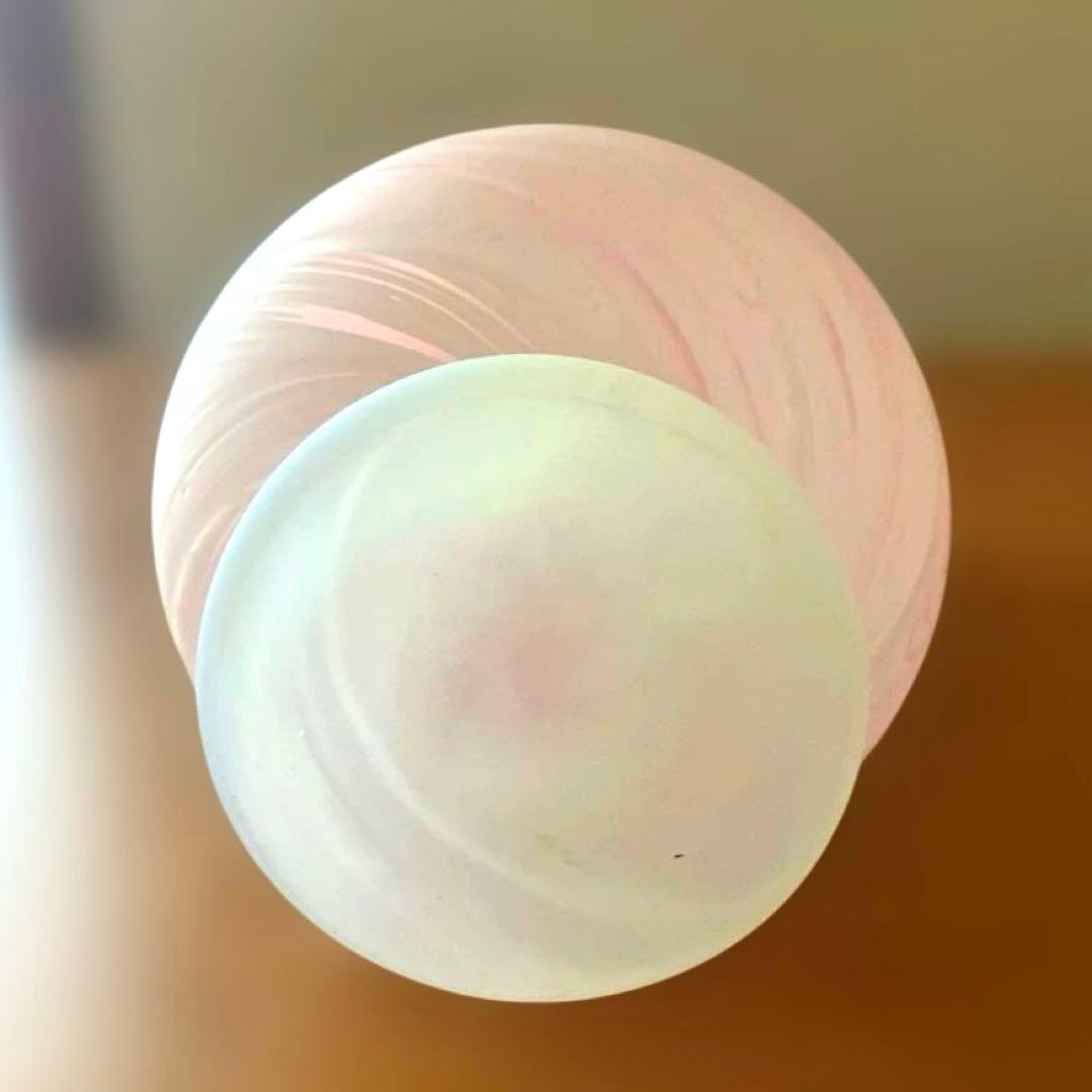 北一硝子？廣田硝子？昭和レトロ花瓶　台付　マーブル　ピンク