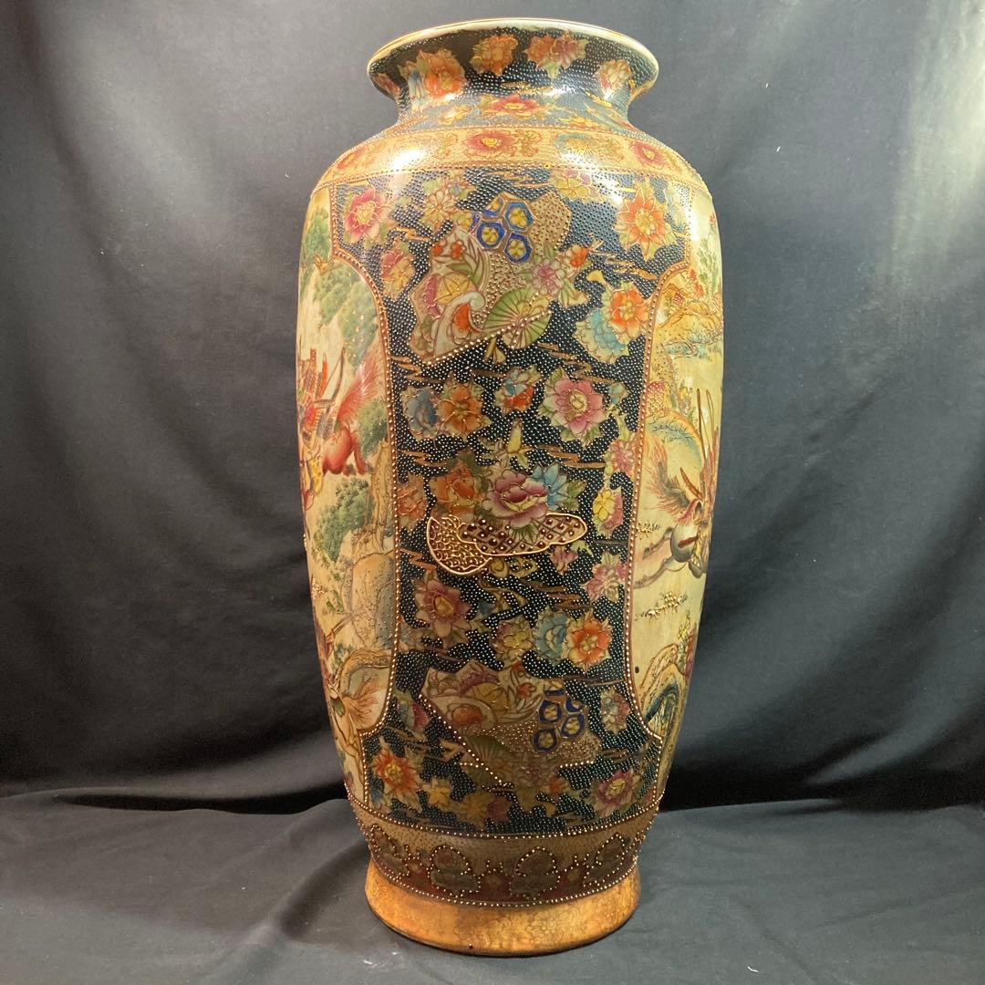 《金彩飾り壺》騎馬武者絵 金彩 飾り壺 大壺 高さ約62cm