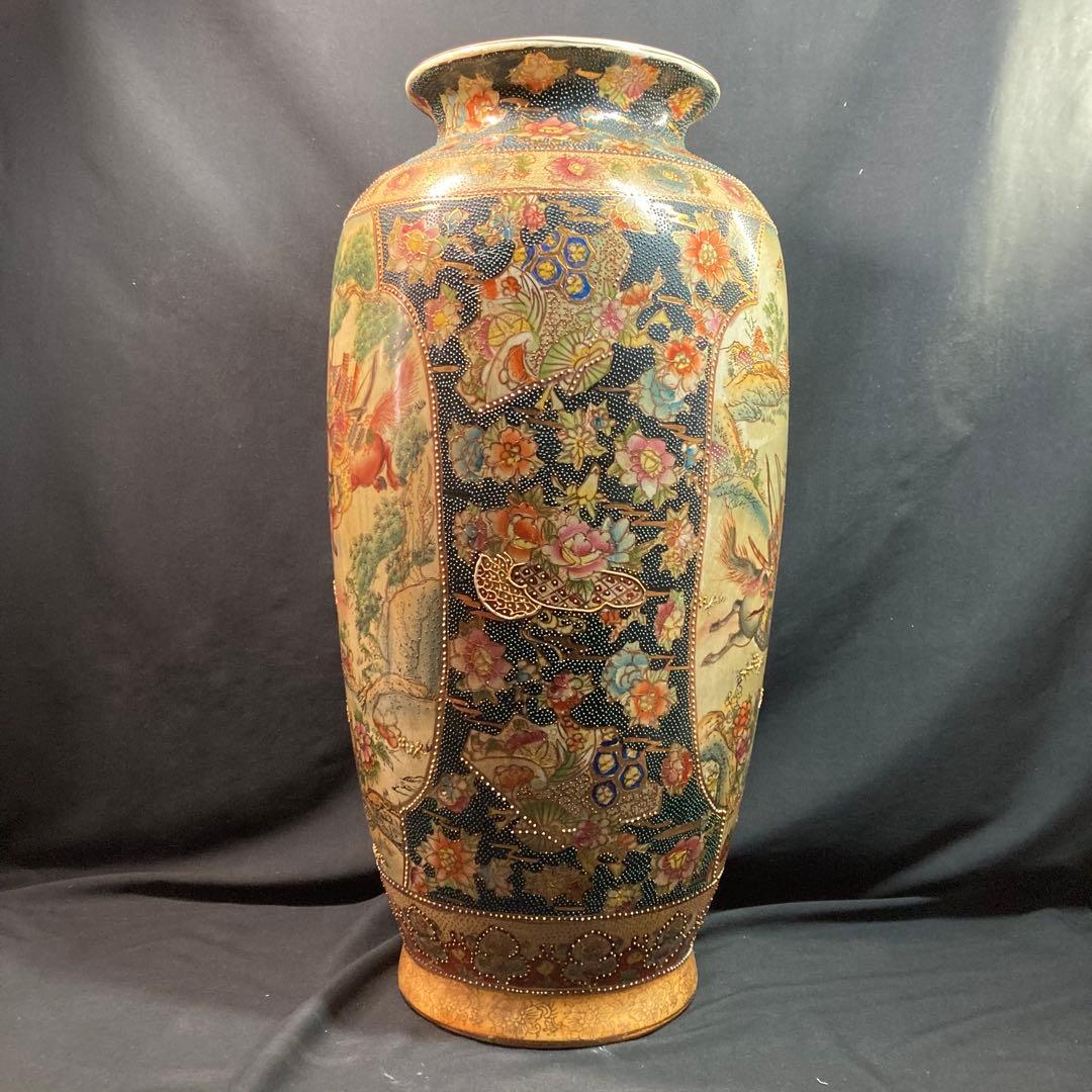 《金彩飾り壺》騎馬武者絵 金彩 飾り壺 大壺 高さ約62cm
