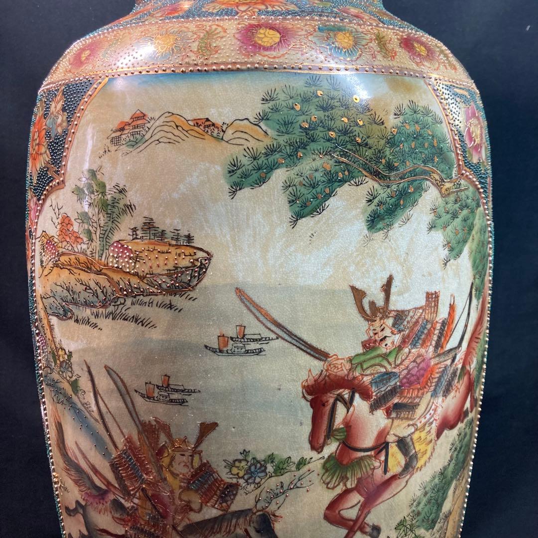《金彩飾り壺》騎馬武者絵 金彩 飾り壺 大壺 高さ約62cm