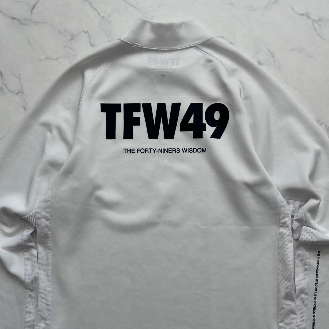 美品 TFW49 モックネック 腕ロゴ ゴルフウェア メッシュ 長袖 白 M
