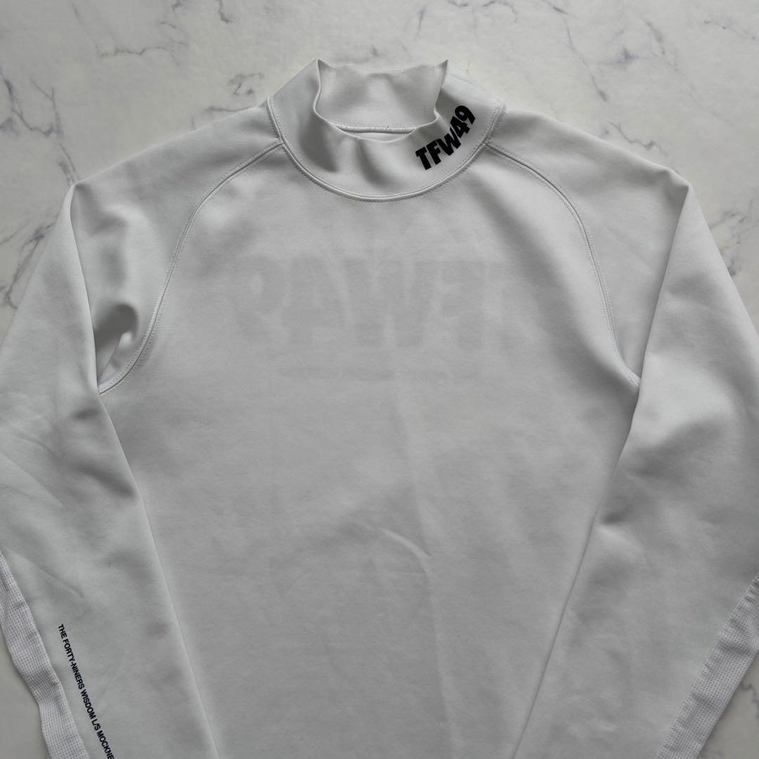 美品 TFW49 モックネック 腕ロゴ ゴルフウェア メッシュ 長袖 白 M