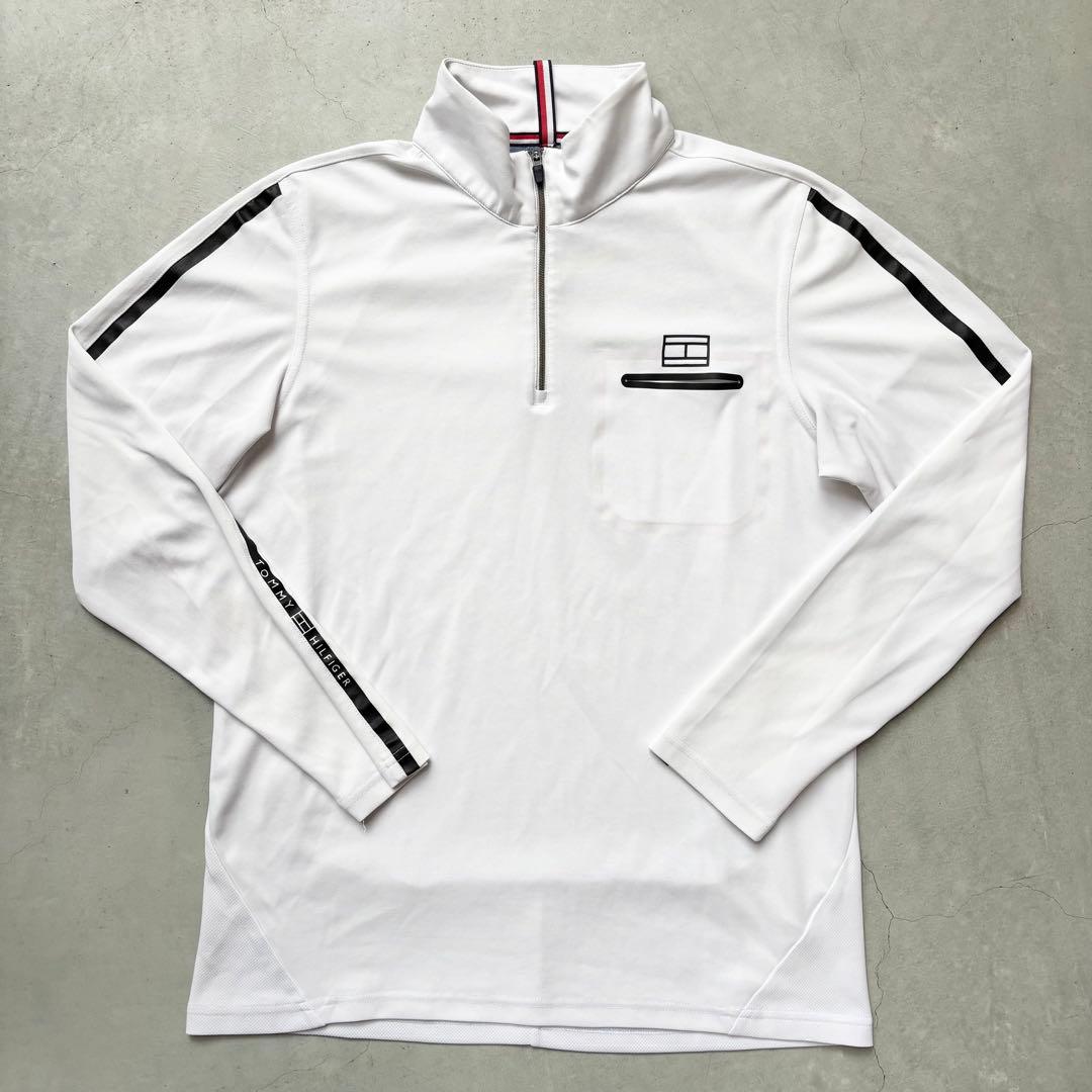   GOLF ハーフジップハイネック長袖シャツ 白 M