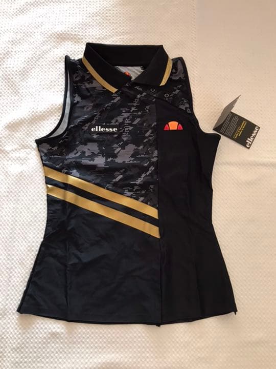 エレッセ  テニスウェア　黒柄タンクトップ　US-Sサイズ　新品