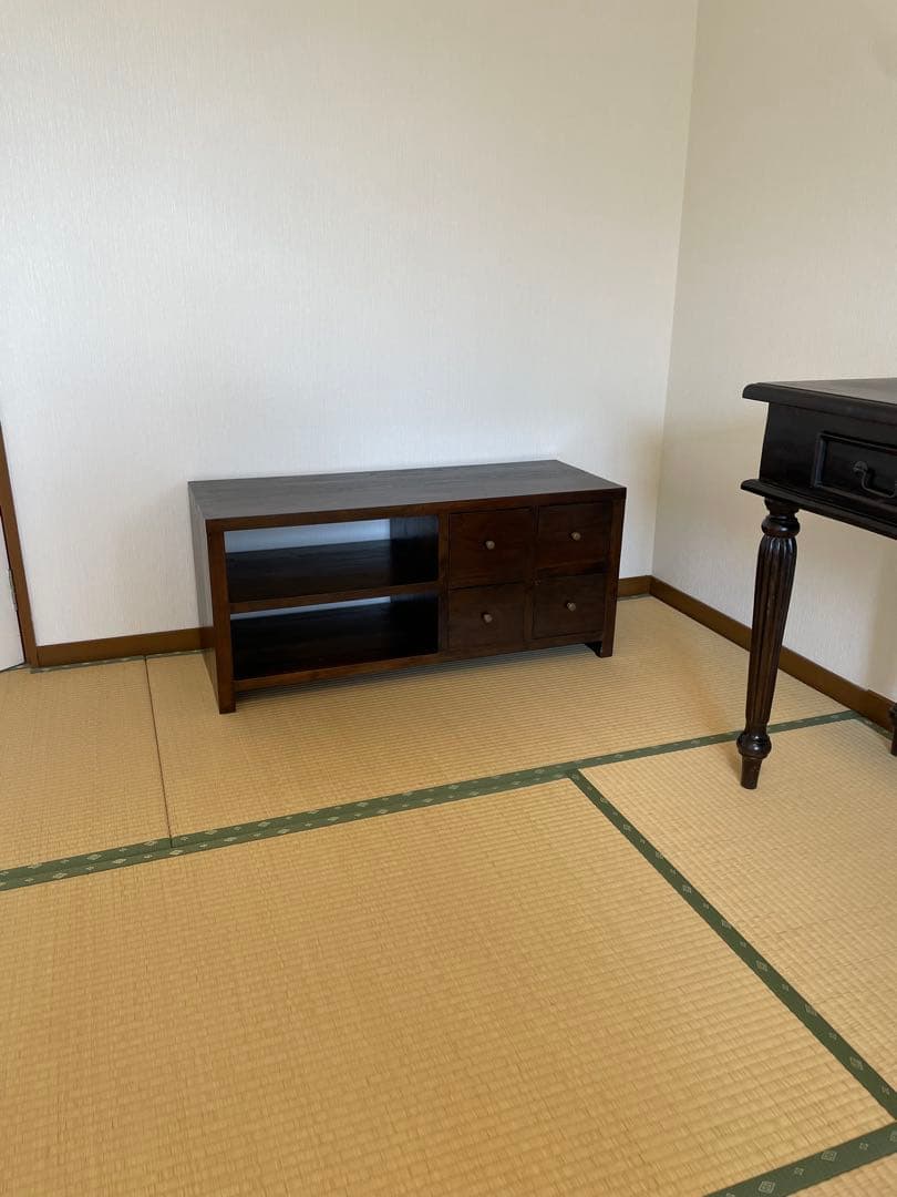 アジアン家具 ローボード 100cm 無垢風 4段引出し