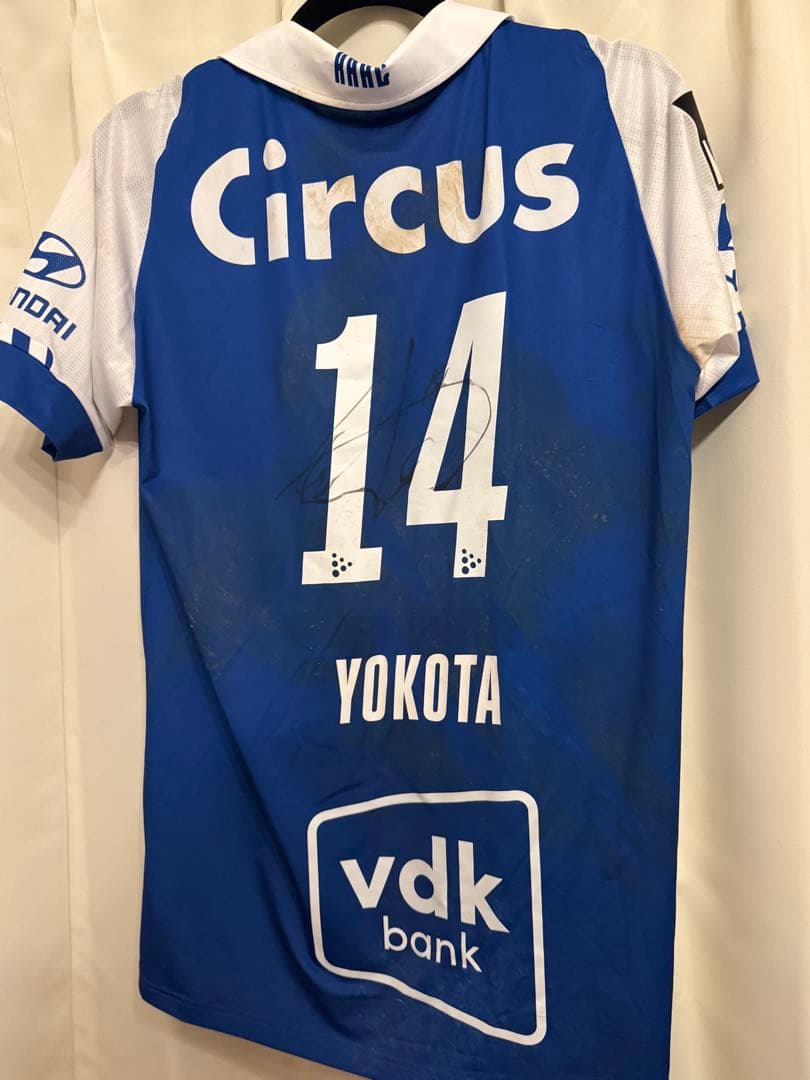 横田大祐　サイン入り実使用ユニフォーム　ヘント　match worn shirt