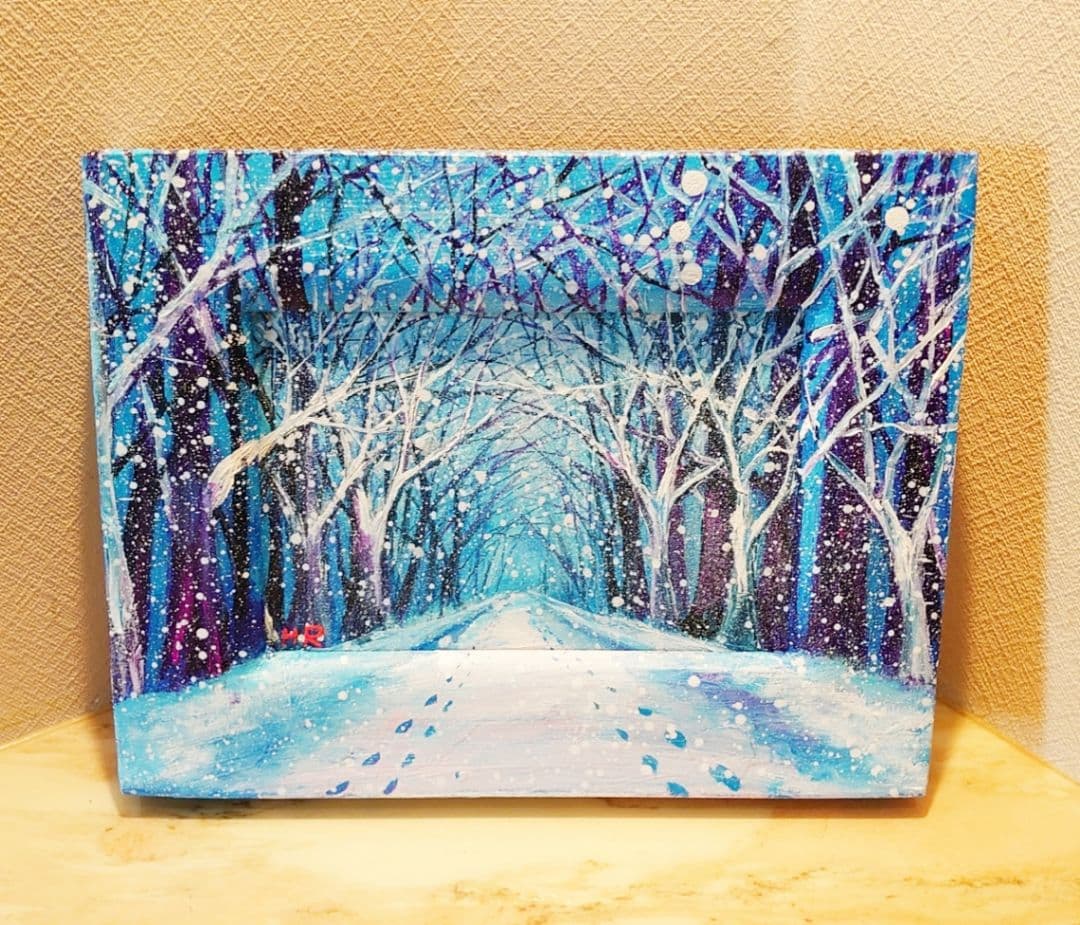 油絵 絵画【冬の朝日】