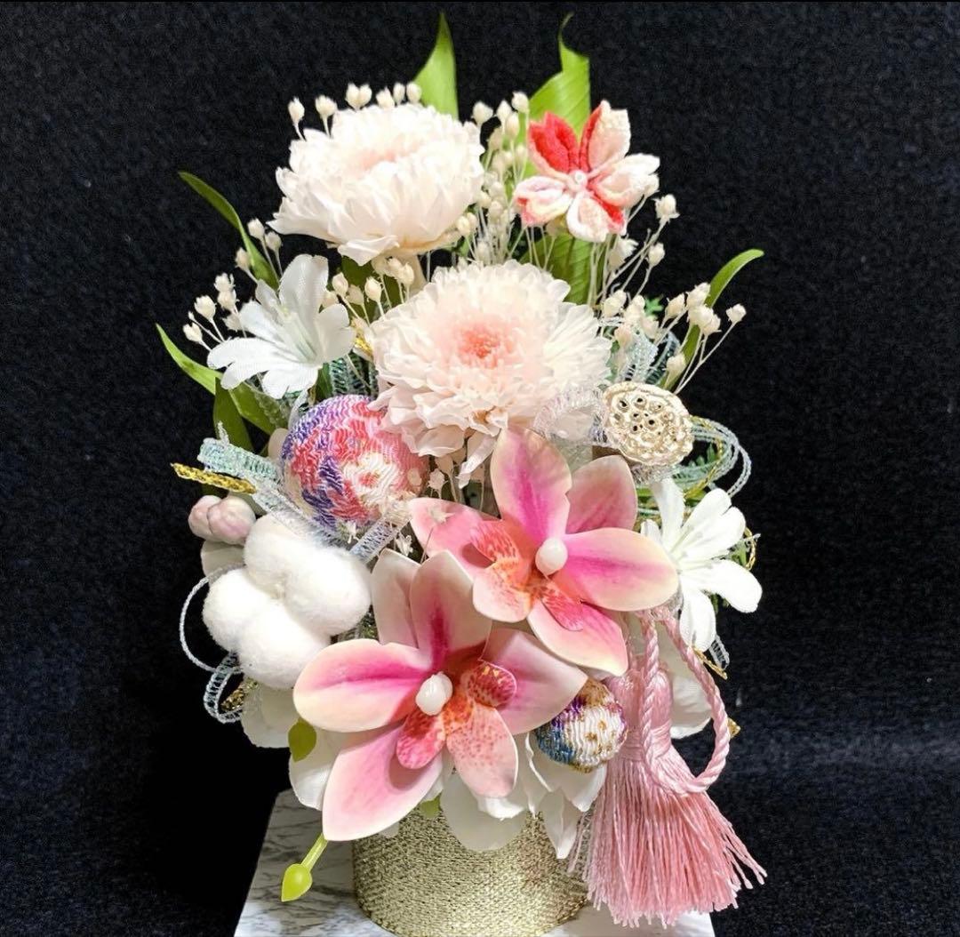 《お供え》お悔やみの花　プリザーブドフラワー仏花　一対　小菊