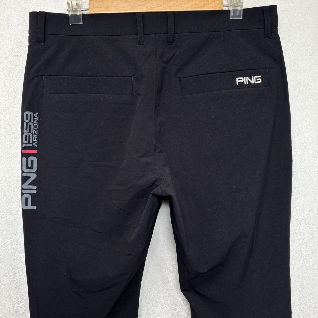 PING ピン ゴルフ パンツ スラックス ボトム ブラック ロゴ ラウンド