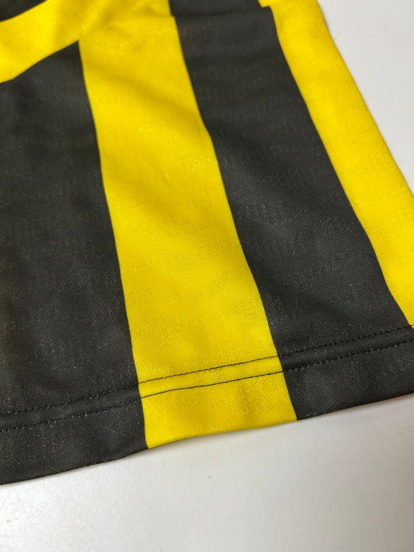 90's UMBRO サッカーシャツ　ストライプ　ブラック/イエロー　Lサイズ