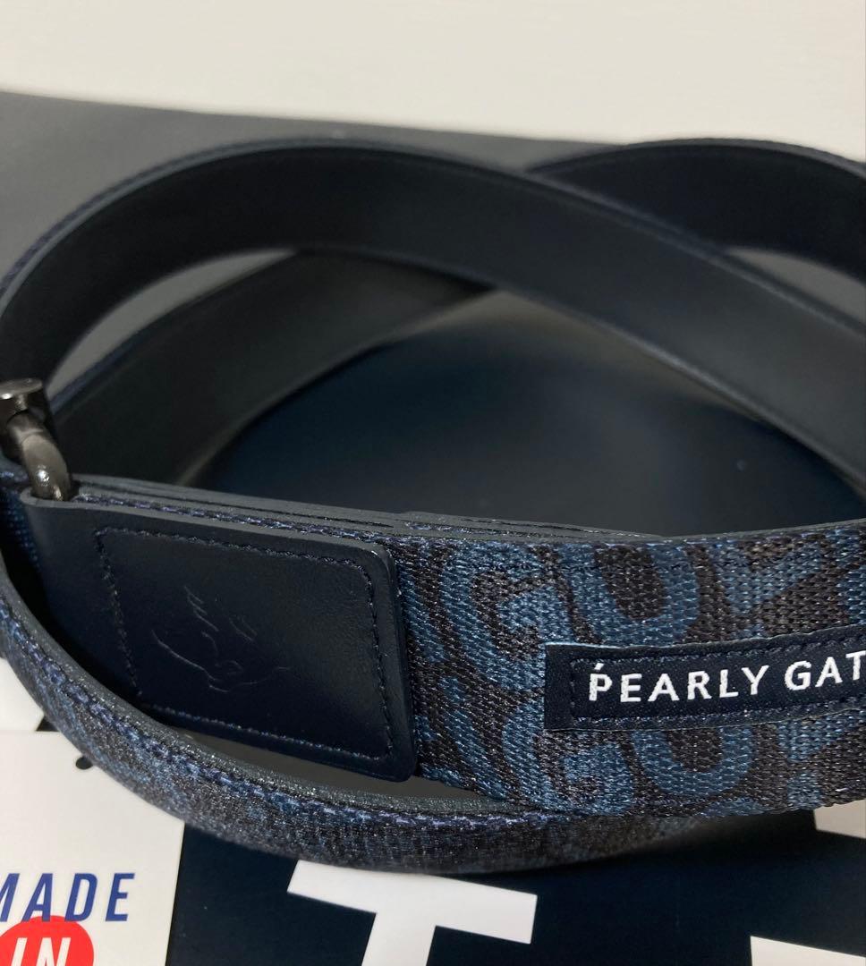 新品 パーリーゲイツ ゴルフロゴプリントテープベルト 紺 UNISEX 日本製
