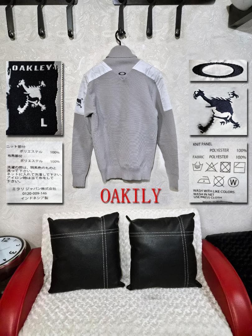 OAKLEY グレー ストライプ セーター L