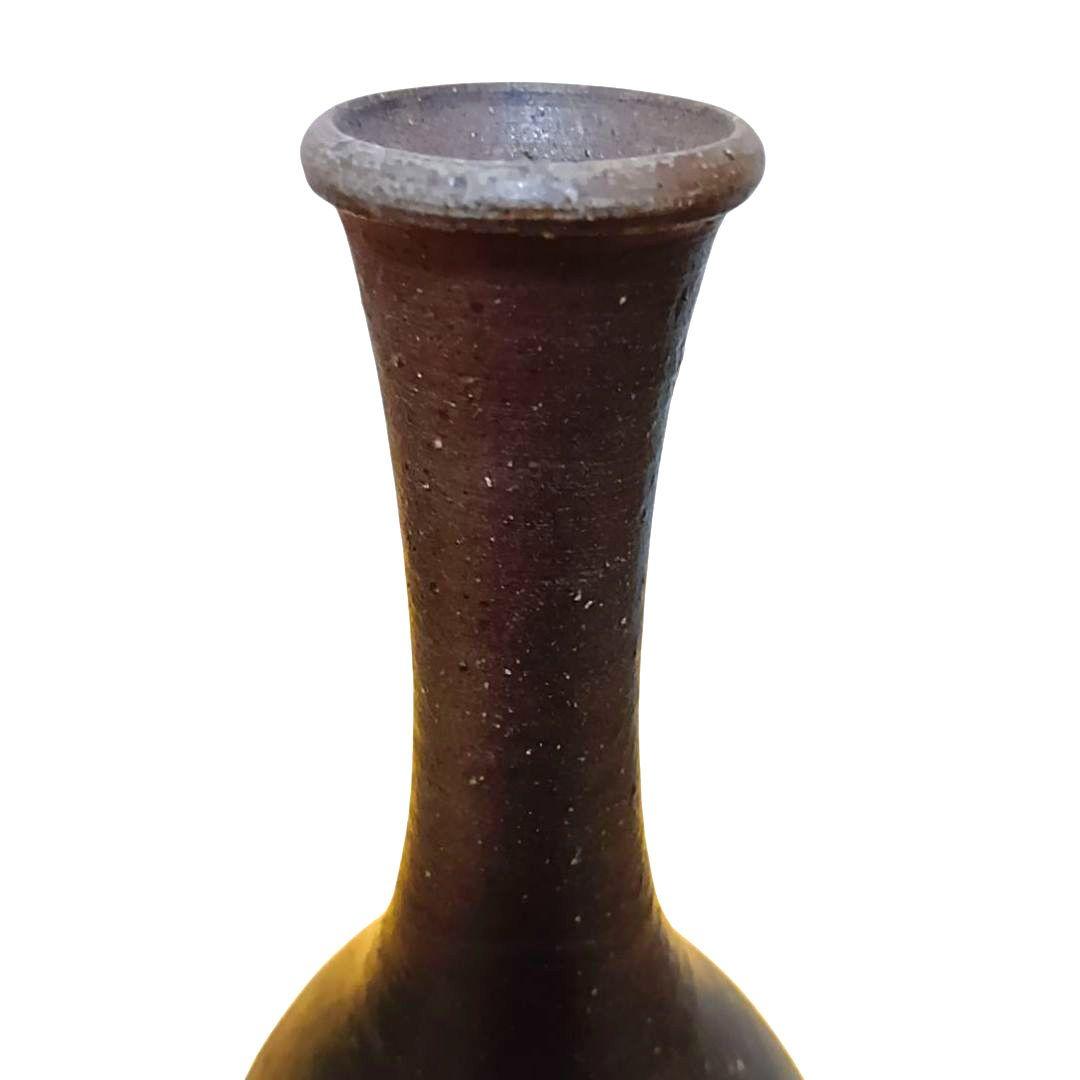 骨董品　備前焼　鶴首花入　陶印　陶器　陶芸 花瓶　グラデーション　 極美品‼️