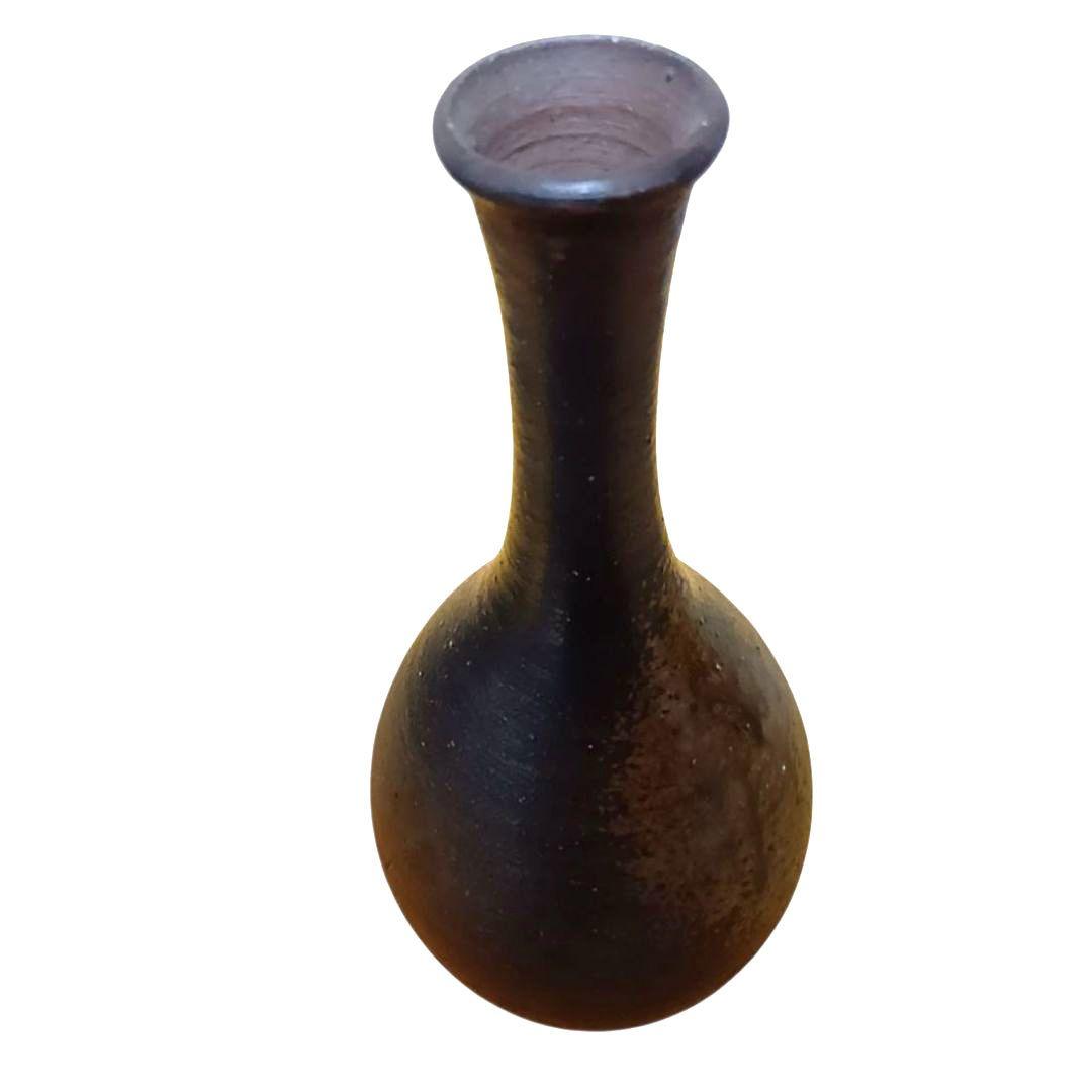 骨董品　備前焼　鶴首花入　陶印　陶器　陶芸 花瓶　グラデーション　 極美品‼️
