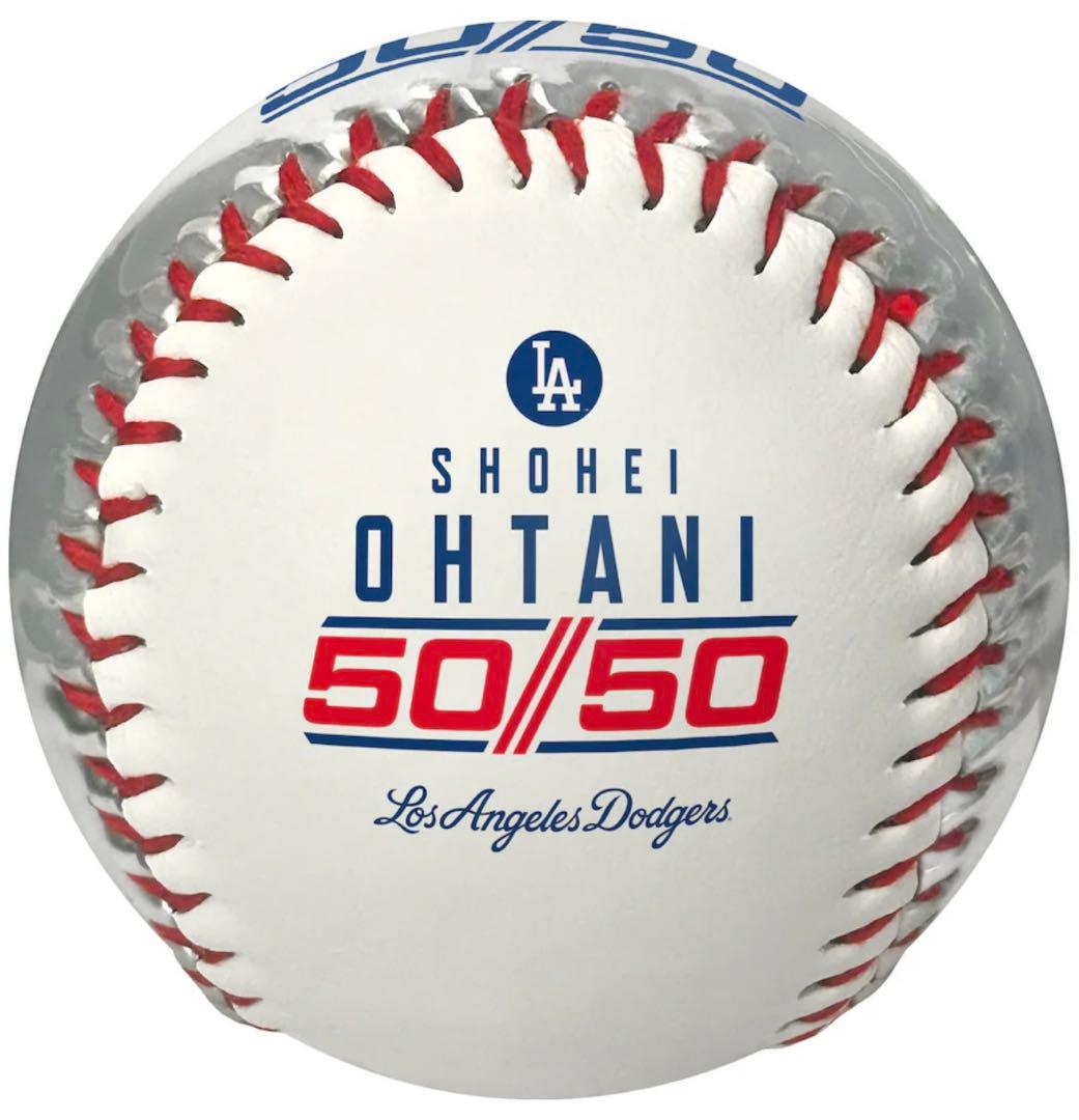 【完売】【ホワイト×シルバー】大谷 50/50 ドジャース　レプリカサインボール