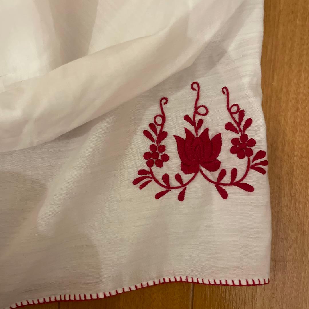 【スイス製】Tramo 刺繍 長袖 ブラウス ホワイト