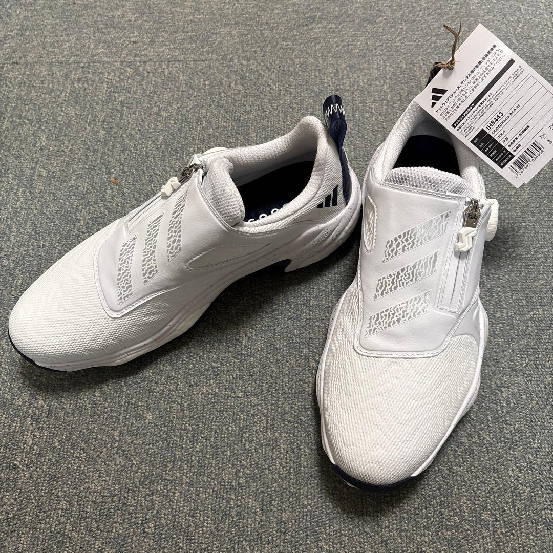 新品 adidas コードカオスボア25 ゴルフシューズ 25.5 ホワイト