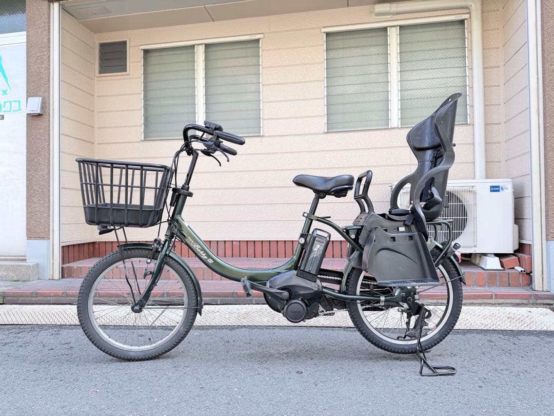 大阪府　子供乗せ　ヤマハ　電動アシスト自転車 チャイルドシート付き 緑色