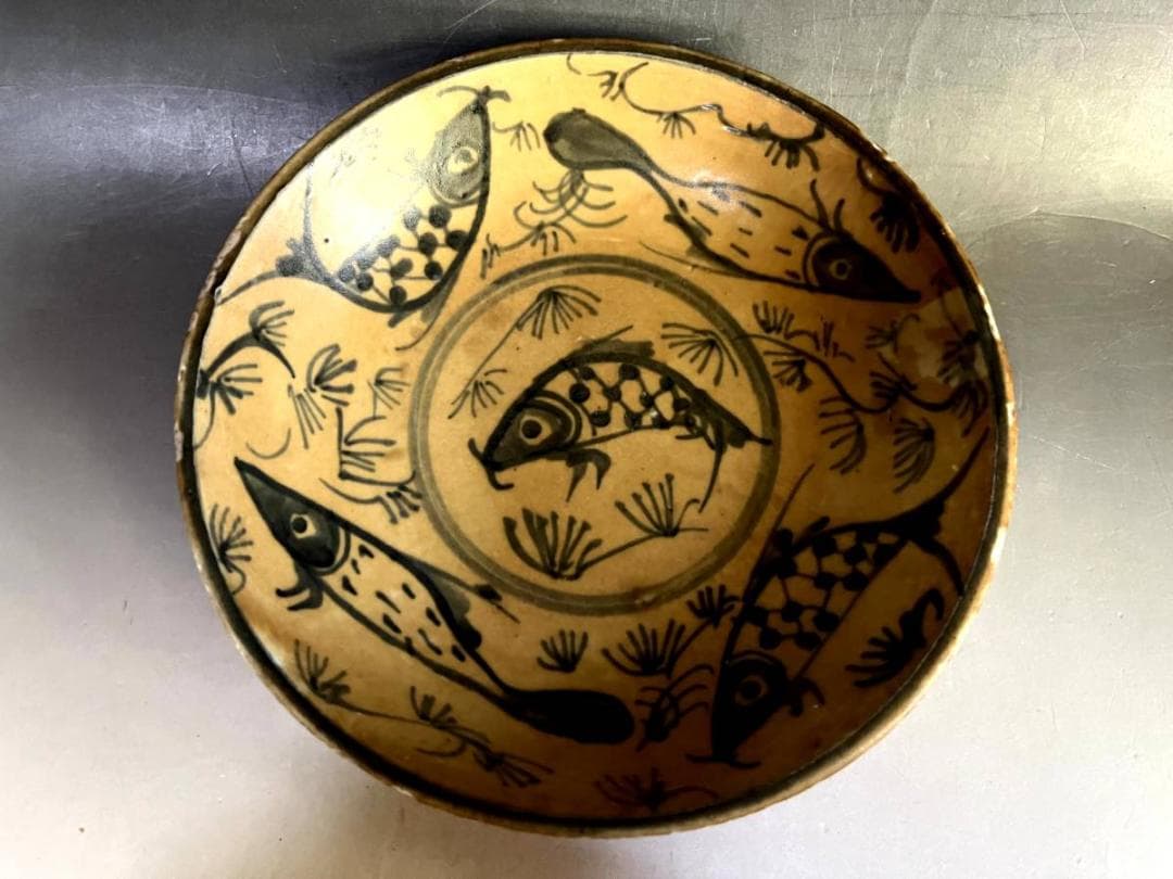 皿■染付魚紋 支那皿 古皿 古玩 唐物 中国 古美術 時代物 骨董品■