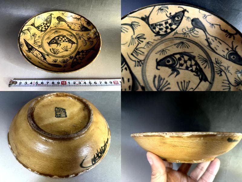 皿■染付魚紋 支那皿 古皿 古玩 唐物 中国 古美術 時代物 骨董品■