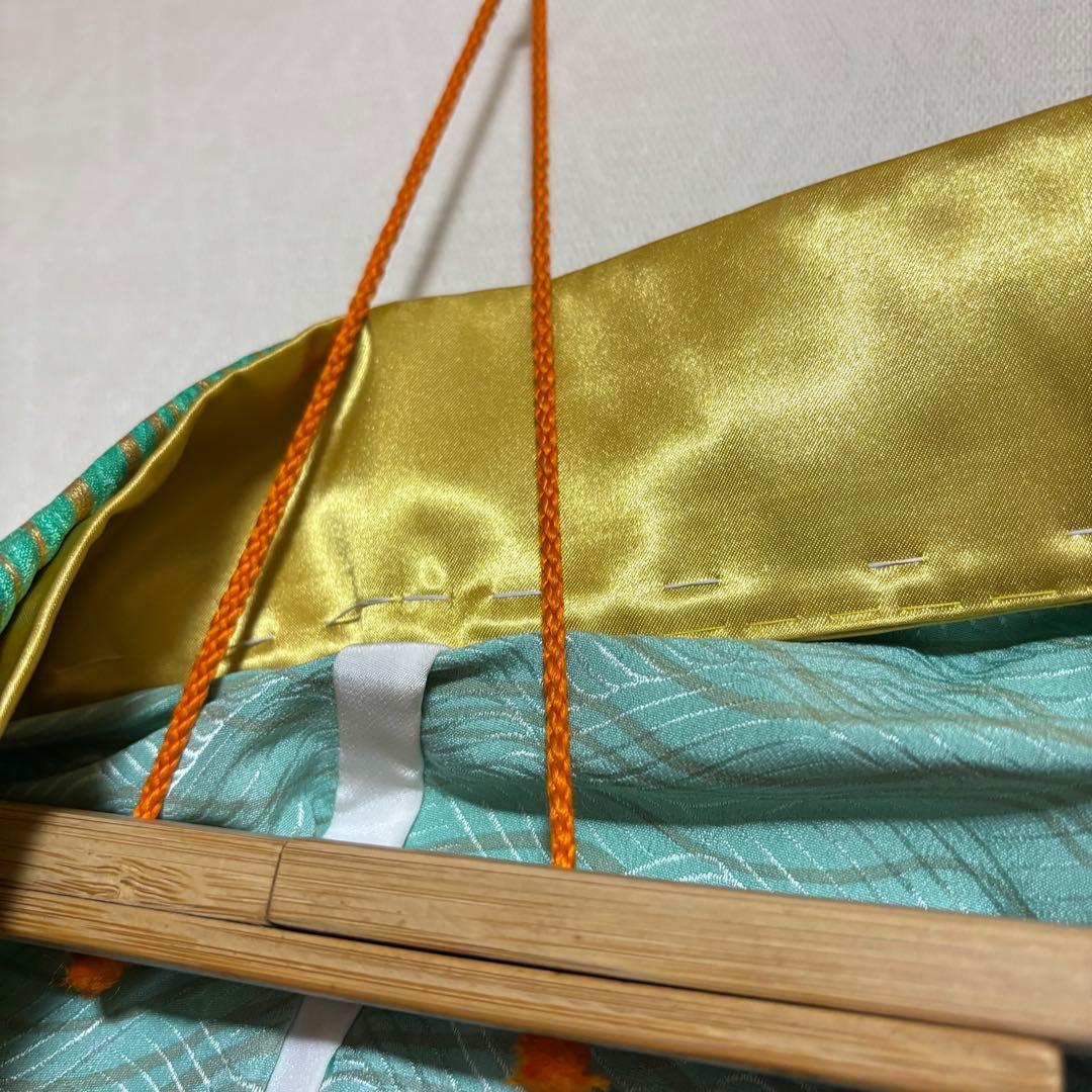 【踊り着物】 背抜き バチ衿 波 紋様 模様 金彩 身丈約158.5cm 日舞