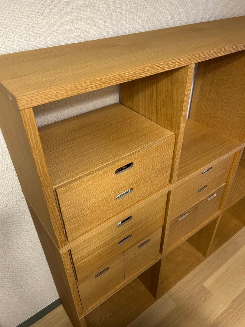 無印良品 スタッキングシェルフ 3段 × 3列 オーク材& スタッキングチェスト