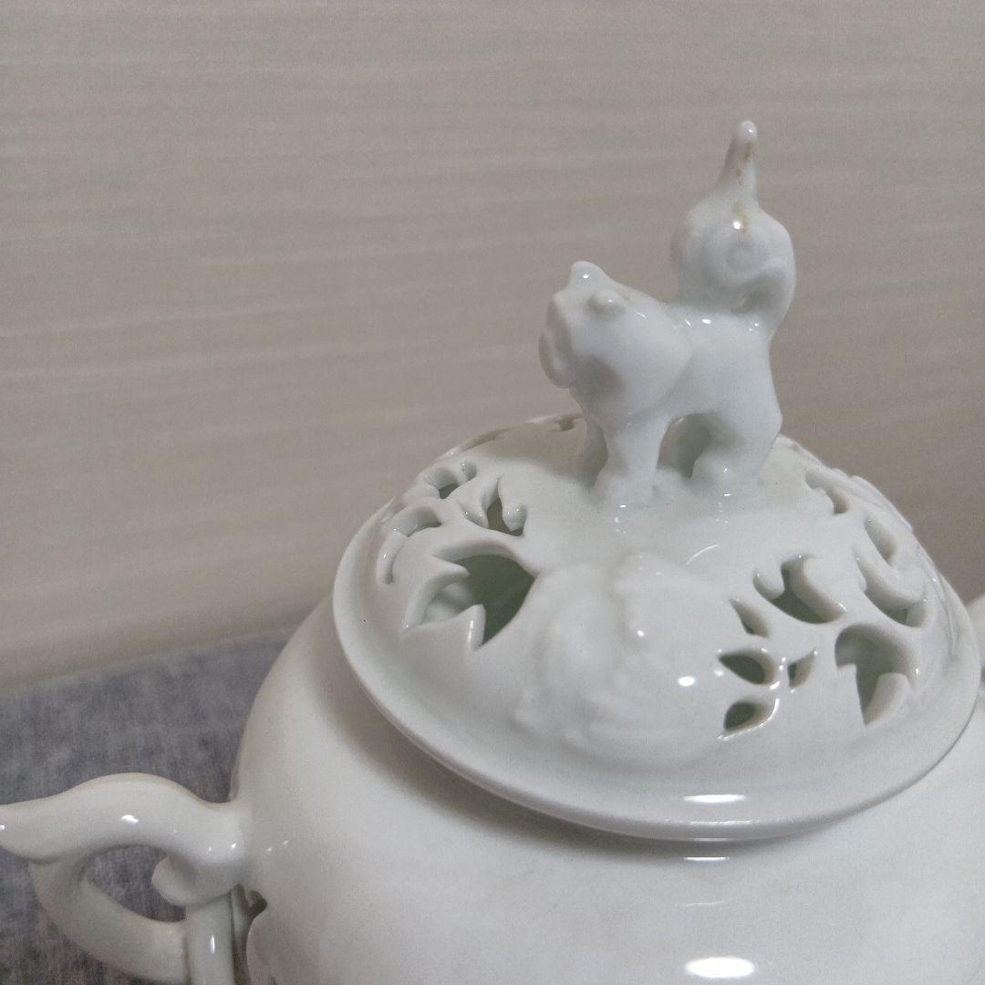ホワイト陶器 透かし彫り 有田焼　杉原一壺 三脚　香炉