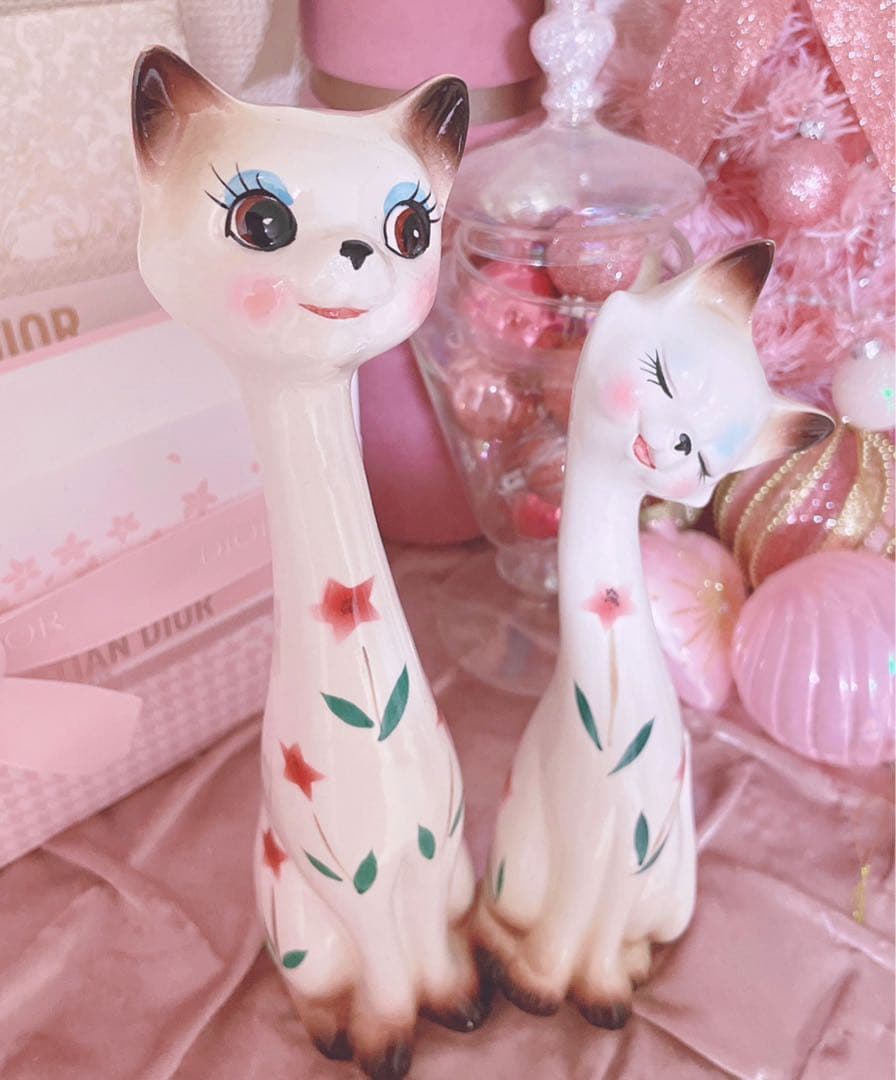 レア♡アンティーク♡シャム猫♡置物♡骨董品♡昭和レトロ♡インテリア♡陶器品♡
