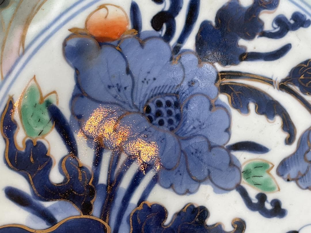 古伊万里 色絵 金彩 花文 輪花 大皿 大明成化年製 明治 飾皿 28.8cm