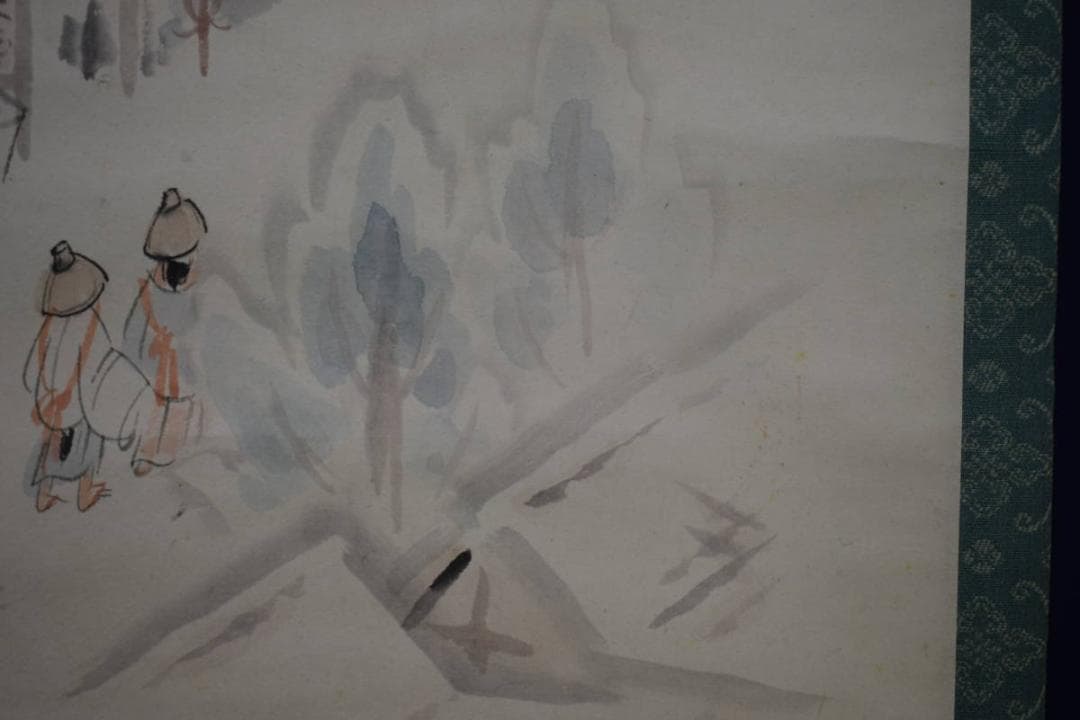 真作/生田花朝女/山水売店人物図/布袋屋掛軸HH-905