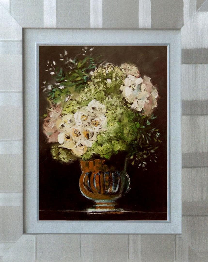 油絵 菅家令子 絵 絵画 インテリア 額付(白) uF6-111402 花