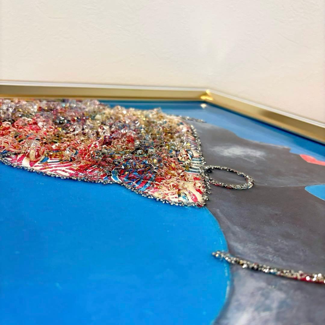 【美品】絵画　ミクストメディア　アフリカンビューティー シルエットアート