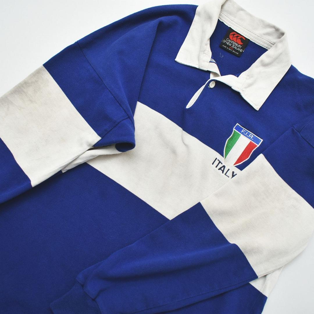 90s NZ製 カンタベリー 長袖 ラガーシャツ イタリア代表 2XL ボーダー