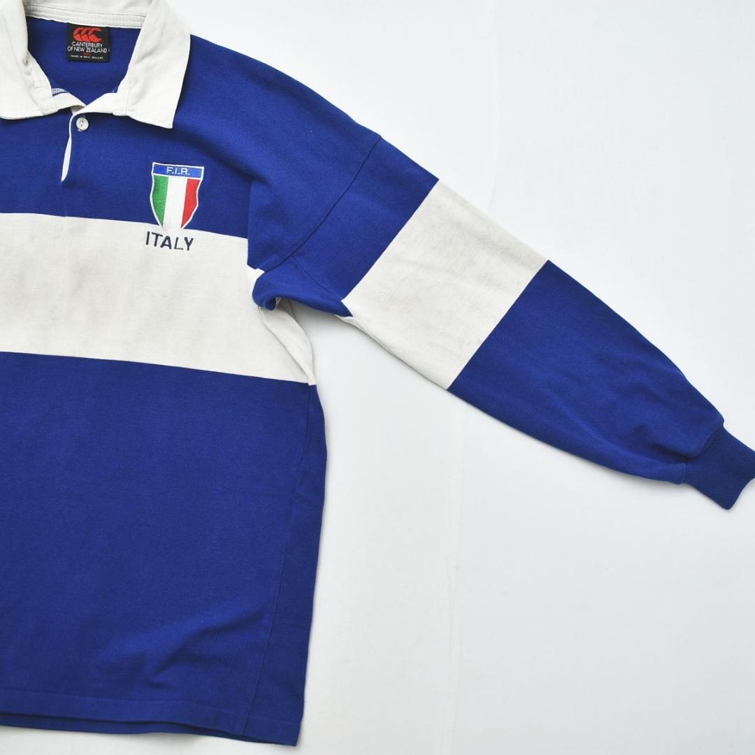 90s NZ製 カンタベリー 長袖 ラガーシャツ イタリア代表 2XL ボーダー