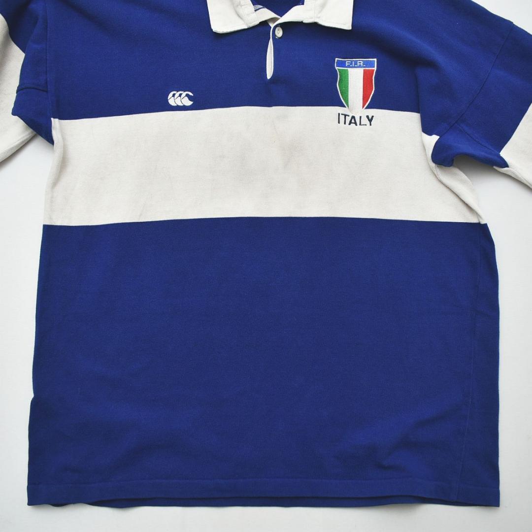 90s NZ製 カンタベリー 長袖 ラガーシャツ イタリア代表 2XL ボーダー