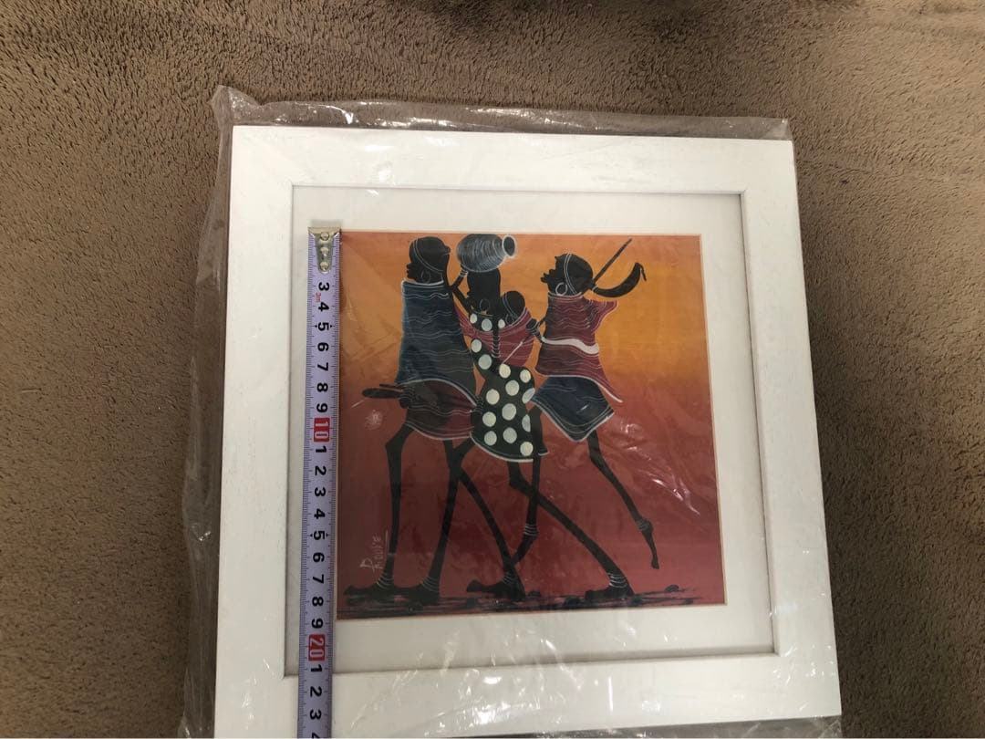 現代アート　額　アフリカ　アート　ティンガティンガ　絵画　サイン入り