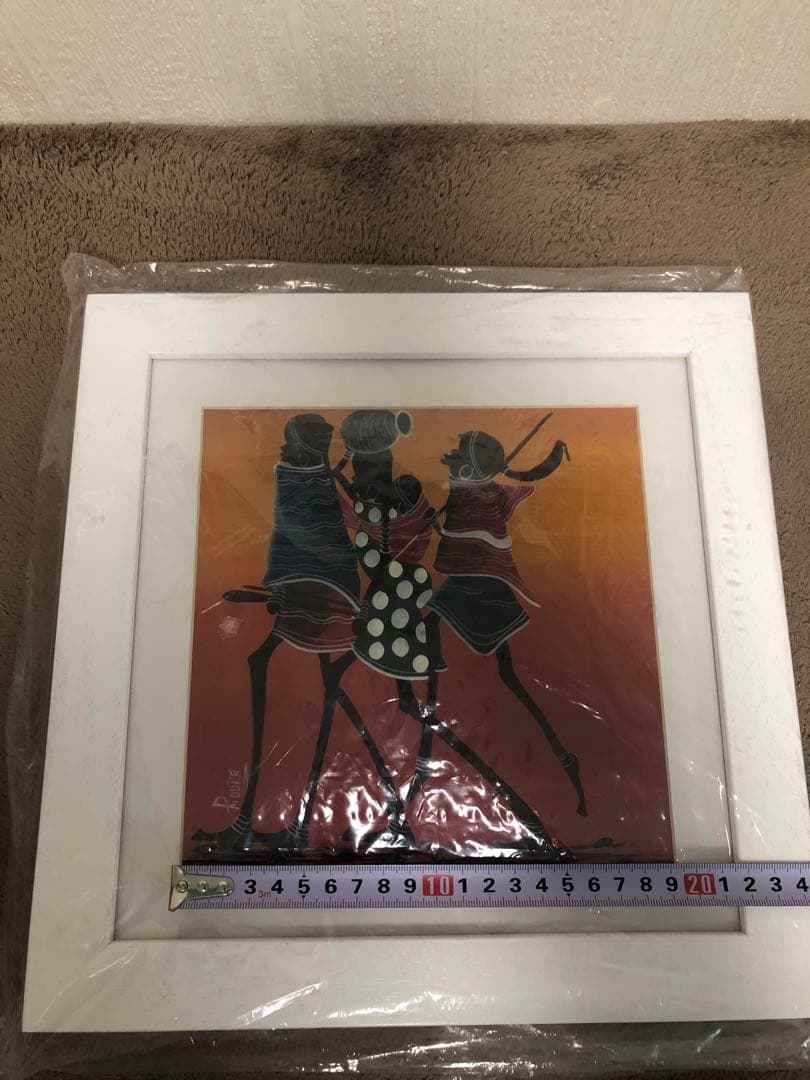現代アート　額　アフリカ　アート　ティンガティンガ　絵画　サイン入り