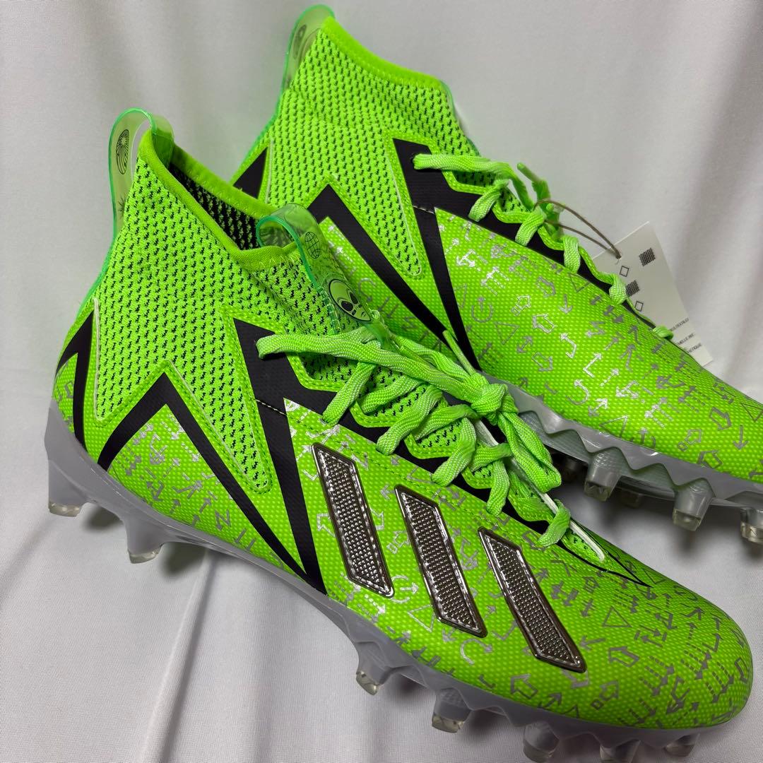 アディダス　adidas 蛍光グリーン ハイカット スパイク　28.5㎝