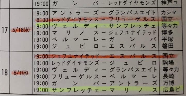 森保得点! '94 ヴェルディ川崎vs サンフレッチェ広島 チケット半券+日程表