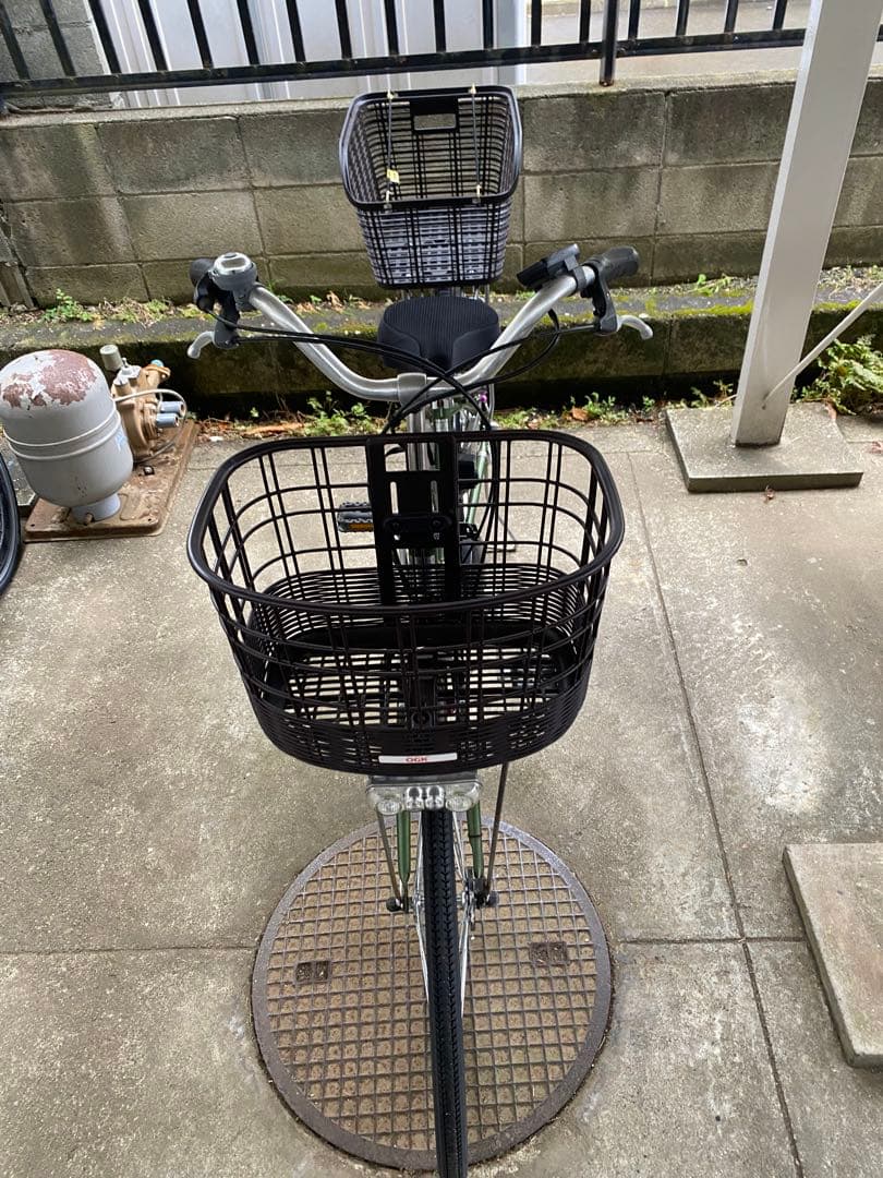 電動アシスト自転車 グリーン バスケット2つ付き