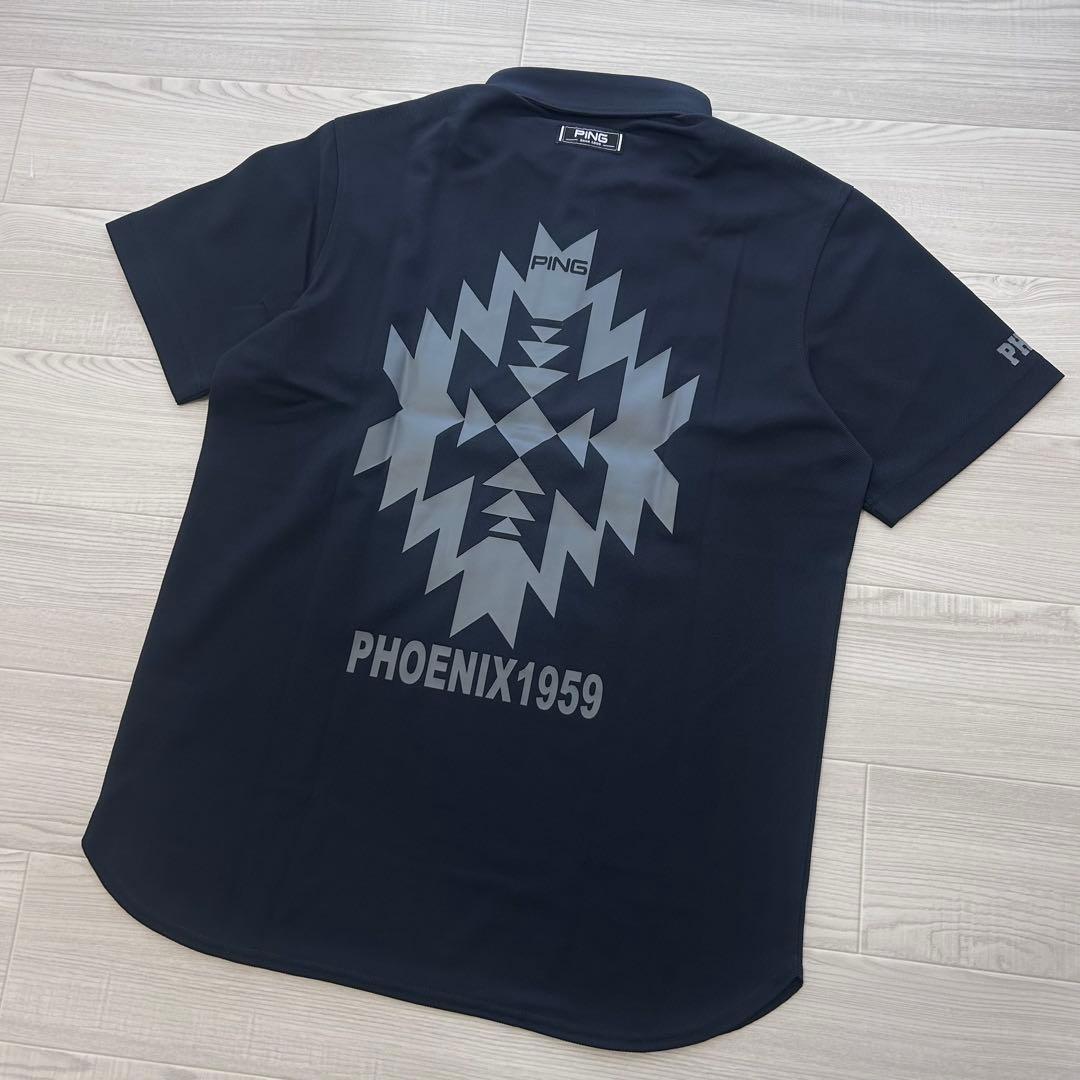 新品　PING ピン　ポロシャツ　半袖　ネイビー　背面ロゴ　Lサイズ