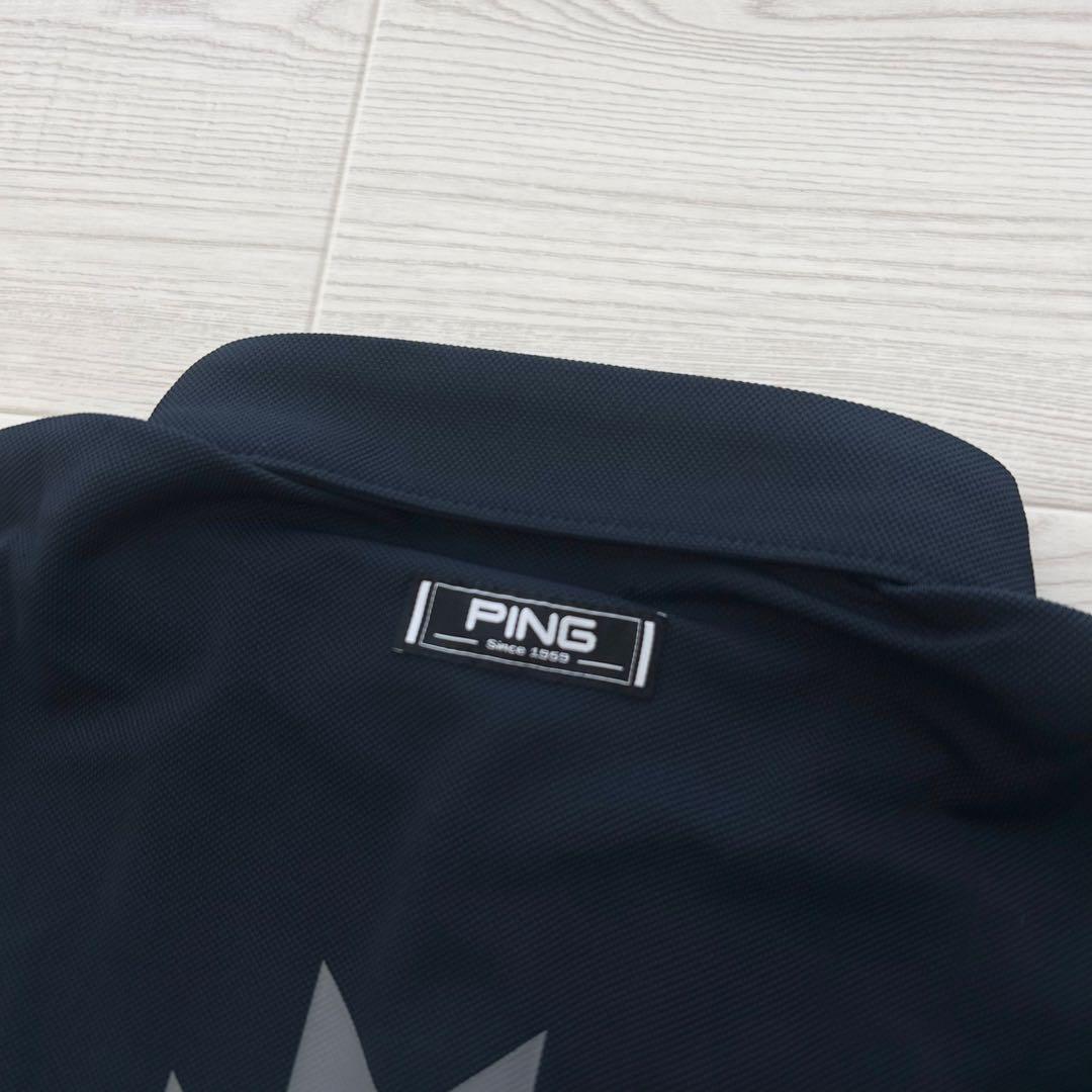 新品　PING ピン　ポロシャツ　半袖　ネイビー　背面ロゴ　Lサイズ